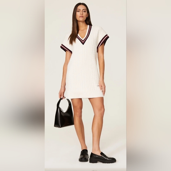 Victoria Beckham White Cable Knit Mini Dress NWT - Picture 1 of 9